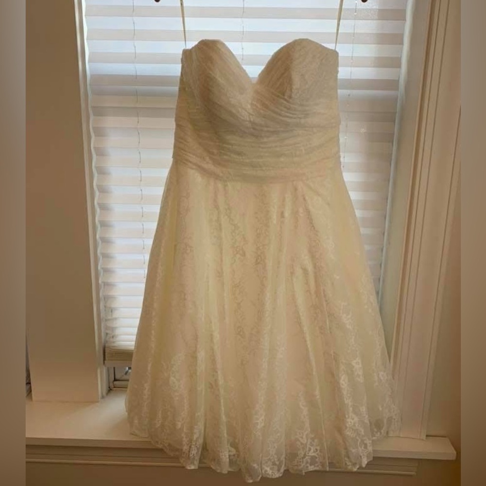 Davids Bridal Galina Wedding Dress - knee length.